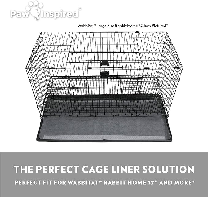 Paw Inspired Disposable Guinea Pig Cage Liners | Bamboo Charcoal Odor Controlling | Super Absorbent Liners Pee Pads for Ferrets, Rabbits, Hamsters, and Small Animals (36x18 (Wabbitat 37") - 16 ct)