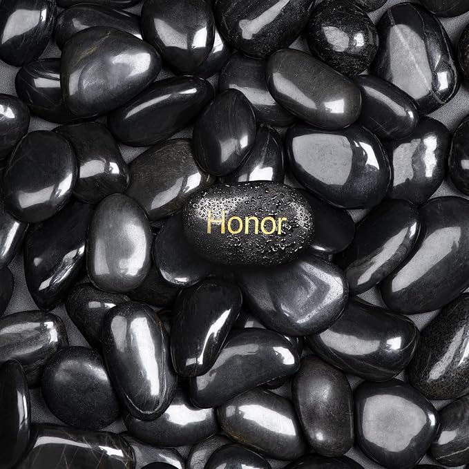 11lbs Natural River Rocks, High-Polished Pebbles for Plants Garden, 1-2 inch Decorative Stones, Ideal for Fish Tank, Vases, Garden Landscaping Rocks Landscaping, Black