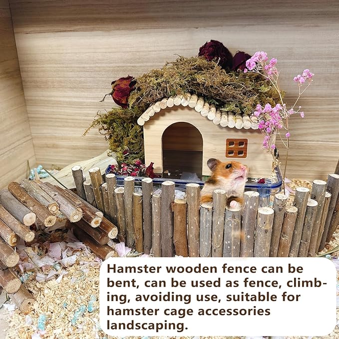 Hamster Bridge19.7x3.9in&9.8x3.9in Hamster Wooden Fence Rat Flexible Bendy Climbing Ladder Cage Accessories Toy for Syrian Gerbil Mouse Rat