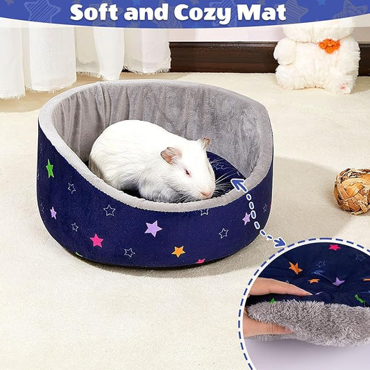 Glittme Soft Rabbit & Guinea Pig Bed - Thick Removable Mat, Machine Washable, Cozy Cuddler Cup Bed for Guinea Pig, Rabbit, Ferret