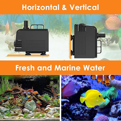 AquaMiracle Submersible Water Pump Aquarium Water Pump with Flow Control, Pond Pump Fountain Pump for Pond, Fountain, Waterfall, Statuary, Water feature, Hydroponics (550GPH, 35W)