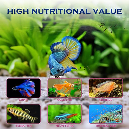 Freeze Dried Blood Worms Fish Food - High Protein Natural Aquatic Food for Tropical & Saltwater Fish, Betta, Goldfish, Cichlid, Guppy - Enhances Color & Growth 3.5 oz