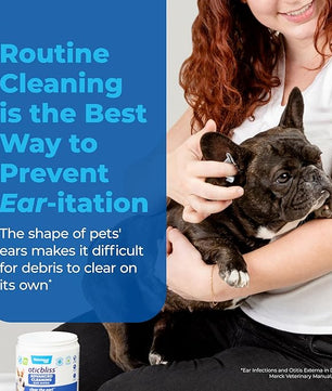 VETNIQUE Oticbliss Advanced Cleaning Ear Wipes for Dogs & Cats for Odor Control, Dirt and Wax Removal with Soothing Aloe Vera, Drying Agent and Vitamin E, Clear the Ear 100ct Wipes