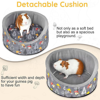 Glittme Soft Rabbit & Guinea Pig Bed - Thick Removable Mat, Machine Washable, Cozy Cuddler Cup Bed for Guinea Pig, Rabbit, Ferret