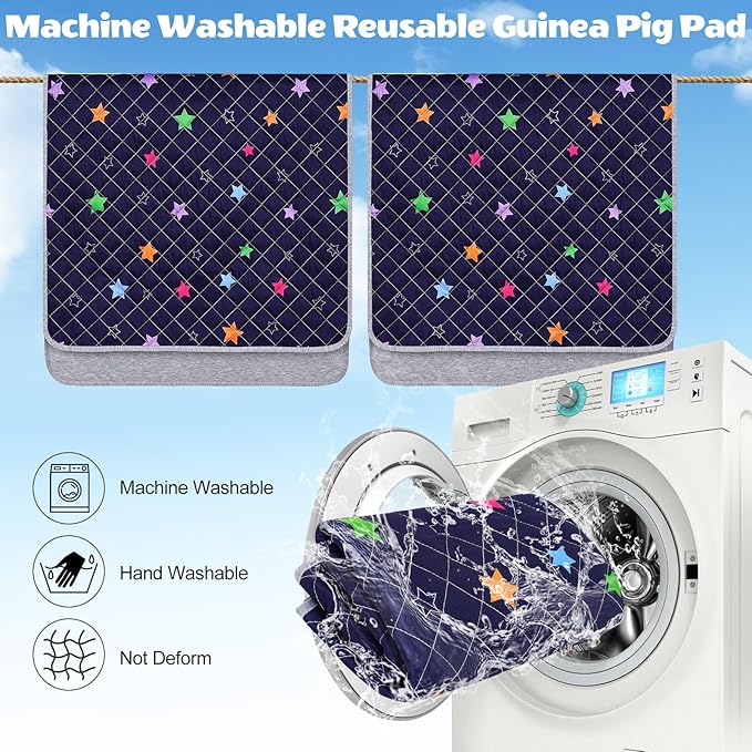 2 Pack Guinea Pig Bedding, Washable Guinea Pig Cage Liner Reusable Guinea Pig Mat Waterproof Guinea Pig Bedding for Cage, Super Absorbant Guinea Pig Pee Pads for Small Animals Hamster Rabbit Squirrel