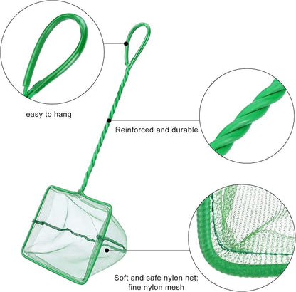 2 Pcs Aquarium Fish Net, 5 inches Fine Mesh Quick Catch Fish Net for Fish Tank Betta Fishing Net