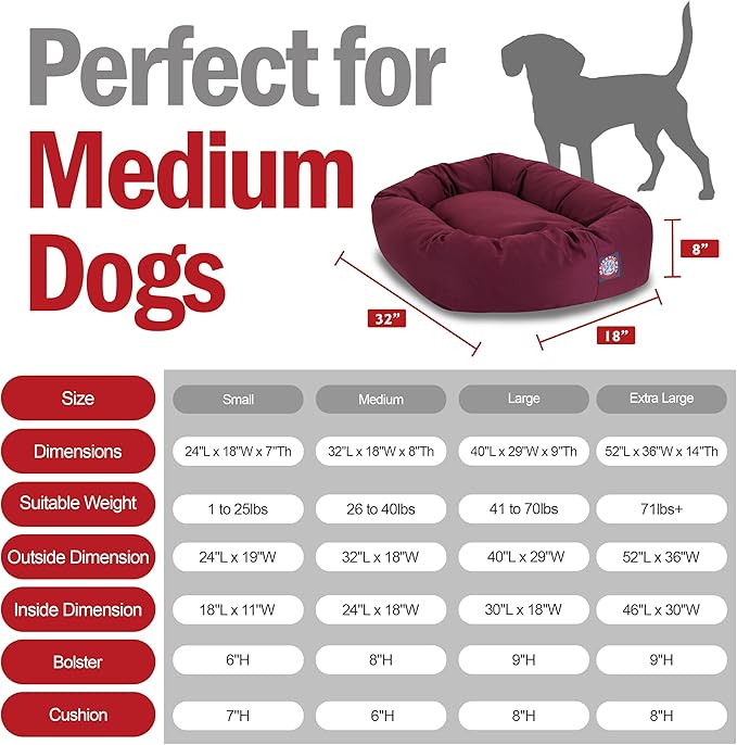 Majestic Pet 32 inch Burgundy Bagel Dog Bed Products