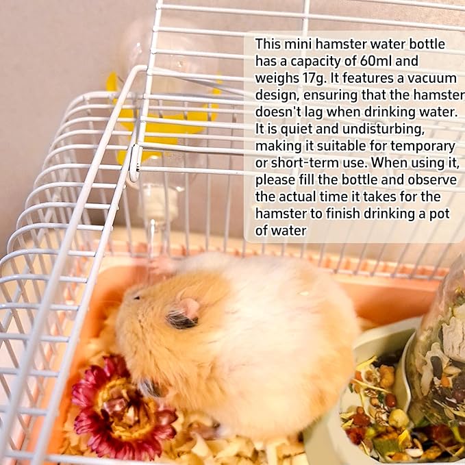 Hamiledyi Automatic Hamster Feeder Rat Food Dispenser Bowl with Water Bottle Food Dish Bowl for Dwarf Hamster Mouse Gerbils (Yellow)