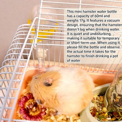 Hamiledyi Automatic Hamster Feeder Rat Food Dispenser Bowl with Water Bottle Food Dish Bowl for Dwarf Hamster Mouse Gerbils (Yellow)