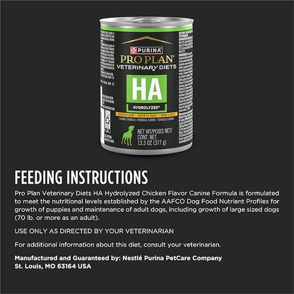 Pro Plan Veterinary Diets Purina HA Hydrolyzed Chicken Flavor Canine Formula Adult Wet Dog Food - (Pack of 12) 13.3 oz. Cans