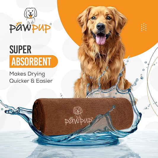 Dog Towels for Drying Dogs Super Absorbent Microfiber Pet Grooming Towel for Dogs, Cats and Other Pets (55 x 28 Inches, Brown)