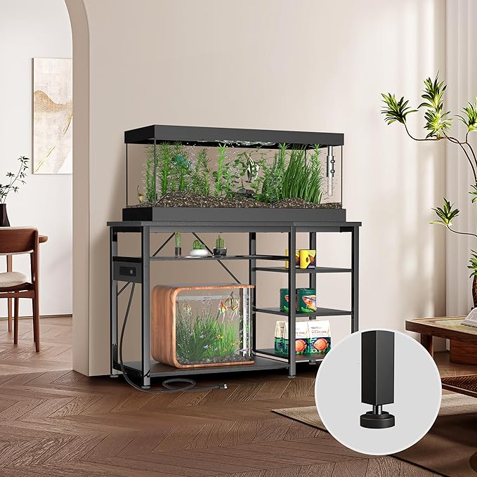20-40 Gallon Fish Tank Stand: Heavy Duty Aquarium Stand with Power Outlets and Cabinet for Fish Tank Accessories Storage - Metal Frame, 1000LBS Capacity, Suitable for Fish & Reptile Terrariums