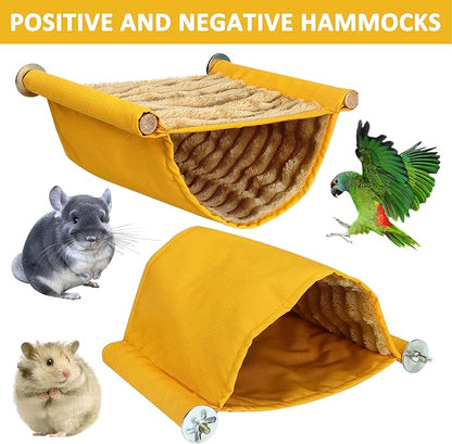Warm Hamster Hammock House Mouse Rat Hanging Swing Bed Guinea Pig Cage Bedding Small Pet Animal Double Layer Cage Tent Hut Nest for Winter Mouse Rat Hamster Play Sleep