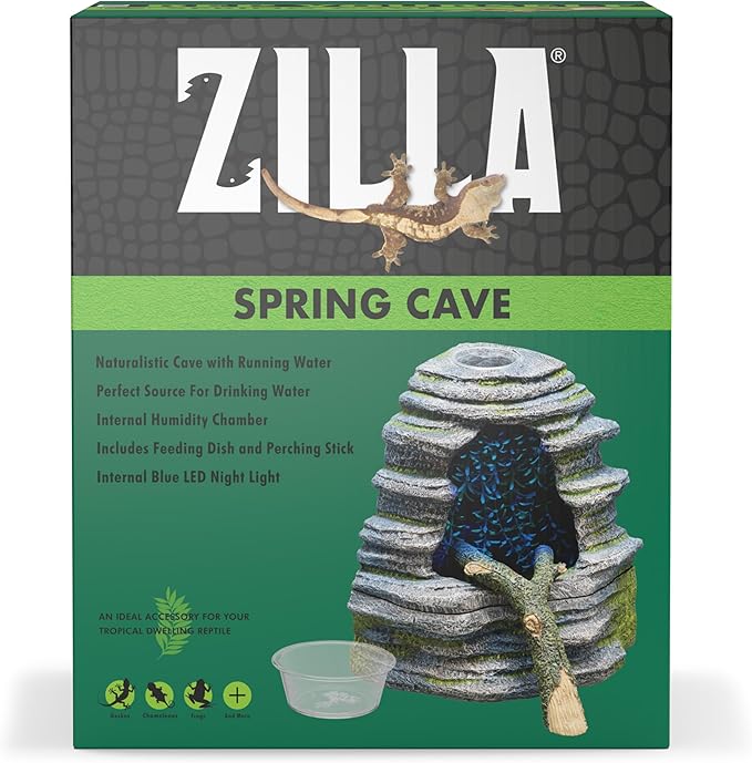 Zilla Spring Cave Décor with Blue LED, Rain Chamber, One Size, ECOM