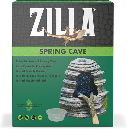 Zilla Spring Cave Décor with Blue LED, Rain Chamber, One Size, ECOM