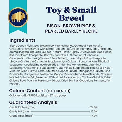 Solid Gold Toy & Small Breed Dog Food Dry Small Bites – Real Bison & Healthy Whole Grain Dogfood – Potato Free, High Fiber Healthy Dog Kibble w/Probiotics for Gut Health – NutrientBoost™ – 11 lb