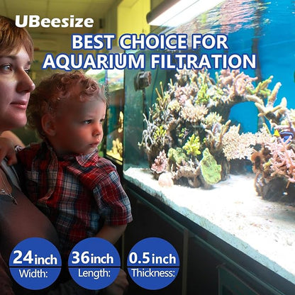 UBeesize Aquarium Filter Media Floss, 24" x 36" Pond Filters for Outdoor Ponds and Fish Tank, High Efficiency Aquarium Filter Material, No Dye and Reusable Filter Floss