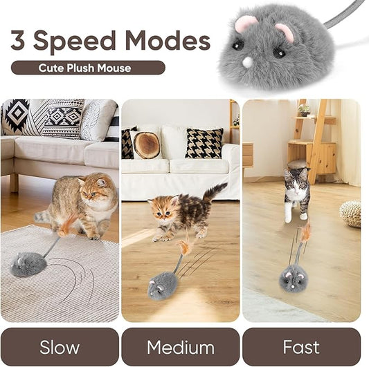 Remote Control Cat Toy Rechargeable Cat Mouse Toy Automatic Interactive Cat Toys for Indoor Cats Toy with 3-Speed Adjustment and 4 Directions