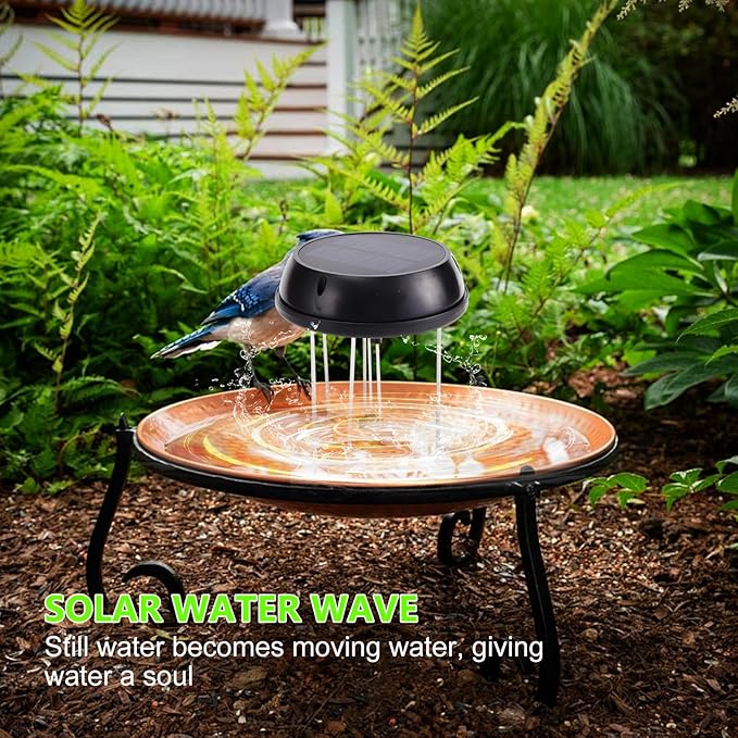 Bird Bath Solar Swing Device, Stainless Steel Bird Bath Bubble Device, Suitable for Garden Ponds, Pool Scenery, Oxygen and Water Enhancers