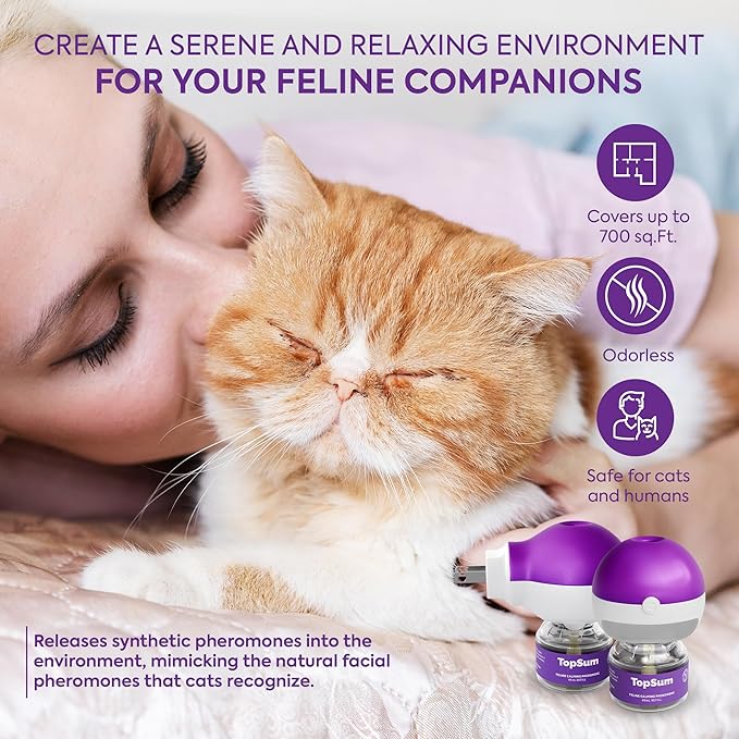 Cat Pheromones Calming Diffuser: Premium Pheromone Diffuser for Cats - Cat Pheromones Diffuser - Cat Calming Diffuser - Cat Calming Pheromone Diffuser, 4 in 1 (Purple)