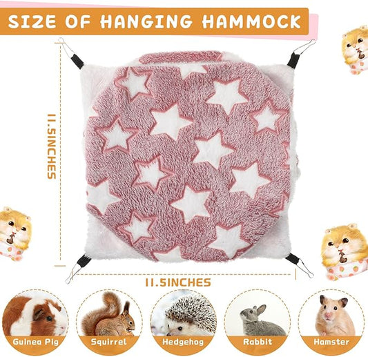 Sadnyy 6 Pieces Guinea Pig Rat Hammock Three Layer Ferret Bed Small Animal Hanging Pet Cage Hammock for Chinchilla Rat Sugar Glider Squirrel Reptiles(Cute Pattern)