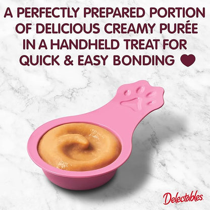 Delectables Lickable Spoon Handheld Wet Cat Treats Made with Real Salmon, Quick & Easy Creamy Puree, Mess Free, Grain-Free, No Added Fillers, No By-Products, No Added Preservatives, Variety Pack, 20ct