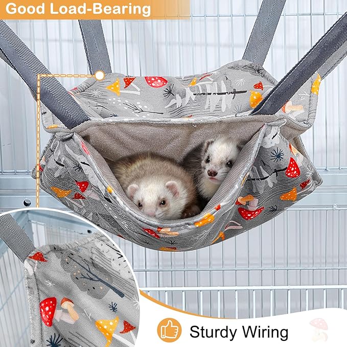 Glittme Ferret Hammock 4 Pack Ferrets Cage Accessories Washable Rat Hammock on Ferrets Cage Soft Guinea Pig hammocks for Rat, Sugar Glider, Squirrel, Guinea Pig