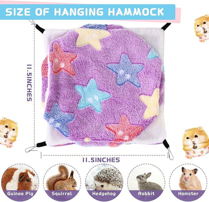 Sadnyy 6 Pieces Guinea Pig Rat Hammock Three Layer Ferret Bed Small Animal Hanging Pet Cage Hammock for Chinchilla Rat Sugar Glider Squirrel Reptiles(Fresh Pattern)