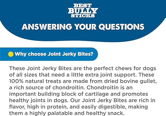 Best Bully Sticks Joint Jerky Gullet Bites - 1.5 lb (Pack of 1) - All-Natural Beef Snack