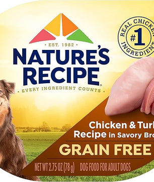 Nature's Recipe Grain Free Wet Dog Food, Chicken & Turkey Recipe, 2.75 Ounce Cup (Pack of 12)