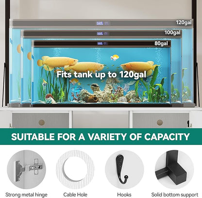 YITAHOME 120 Gallon Fish Tank Stand with Power Outlets, Heavy Duty Metal Large Aquarium Stand with Cabinet, Reptile Tank Turtle Terrariums Table for Fish Tank Accessories Storage,1100LBS Capacity