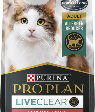 Purina Pro Plan Allergen Reducing, Sensitive Skin & Stomach, High Protein Cat Food, LIVECLEAR Turkey and Oatmeal Formula - 12.5 lb. Bag