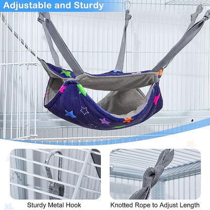 Glittme Ferret Hammock 4 Pack Ferrets Cage Accessories Washable Rat Hammock on Ferrets Cage Soft Guinea Pig hammocks for Rat, Sugar Glider, Squirrel, Guinea Pig