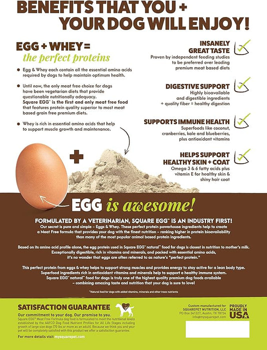 Square Egg Dry Dog Food, Gentle Kibble Sturcture, Whey Proten, Amino Acids, Easily Digestible Ideally for Senior Dogs 19.8lbs