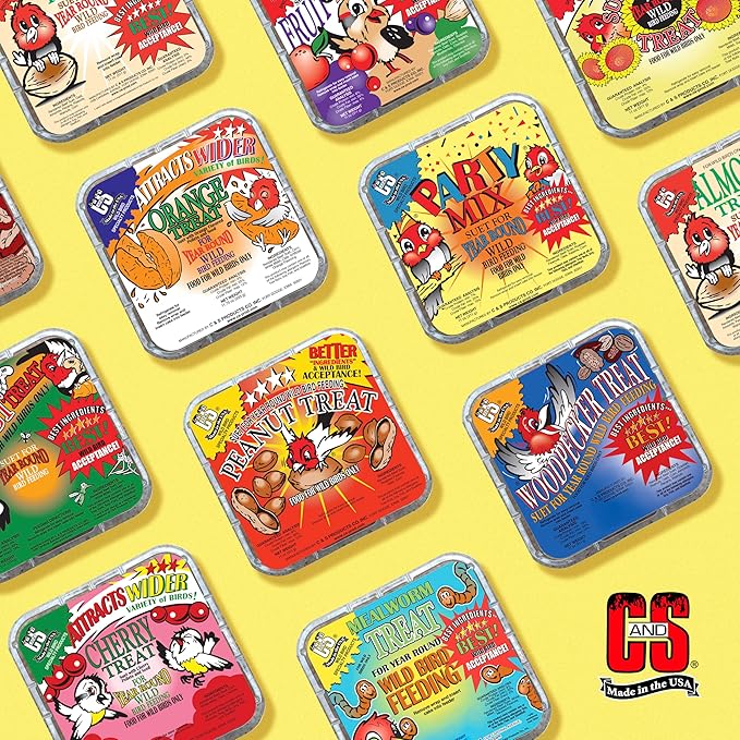 C&S Party Mix Suet Treat, Suet Cakes for Wild Birds, 11 Ounces, Pack of 8