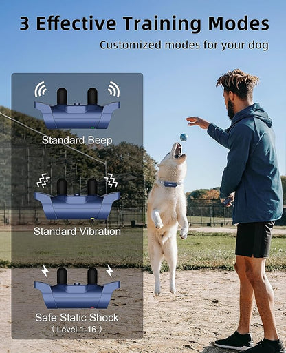 Bousnic Dog Shock Collar with Remote - [New Edition] 4000FT Dog Training Collar for Large Medium Small Dogs (8-120lbs) Rechargeable E Collar with Beep, Vibration, Safe Shock