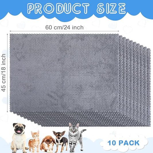 10 Pcs Guinea Pig Cage Liners Washable Rat Bedding for Guinea Pigs Controlling Absorbent Waterproof Pee Pads Blanket for Rabbits Hamster Small Animals Chinchilla(18 x 24 Inch,Gray)