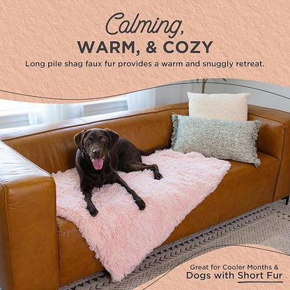 Best Friends by Sheri Calming Shag Dog Blanket – Ultra Soft Faux Fur Pet Throw, Anxiety-Relief, Lightweight Warm Bed Cover for Dogs and Cats, Machine Washable, Candy Pink, 40" x 50"