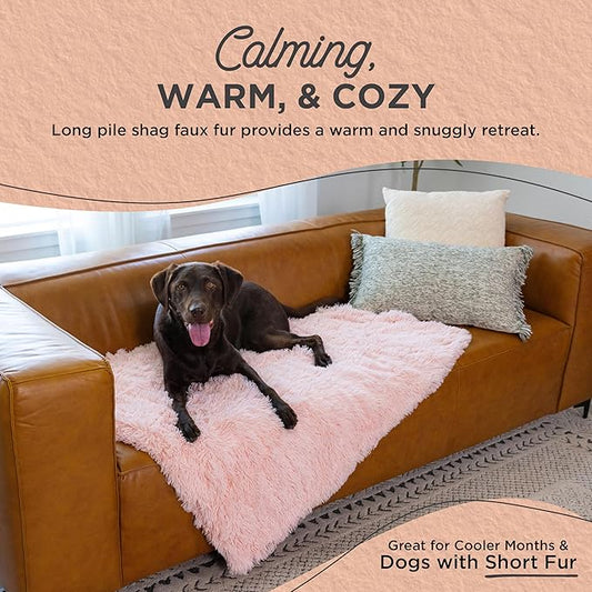 Best Friends by Sheri Calming Shag Dog Blanket – Ultra Soft Faux Fur Pet Throw, Anxiety-Relief, Lightweight Warm Bed Cover for Dogs and Cats, Machine Washable, Candy Pink, 40" x 50"