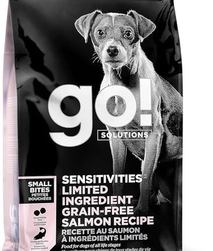Go! Solutions Sensitivities Limited Ingredients, Grain-Free Dry Dog Food, Small Bites Salmon Recipe for Sensitive Stomach, 22 lb Bag