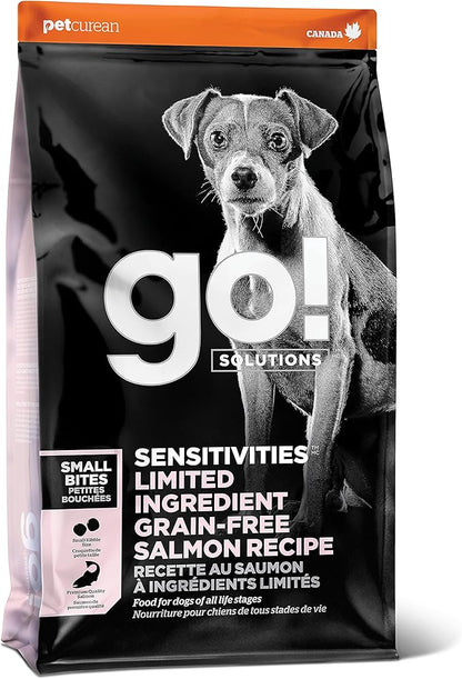 Go! Solutions Sensitivities Limited Ingredients, Grain-Free Dry Dog Food, Small Bites Salmon Recipe for Sensitive Stomach, 22 lb Bag