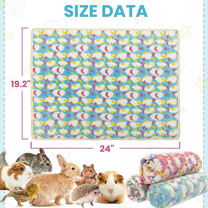 CUSOZWO Guinea Pig Bedding Mat - 3 Pack Waterproof Washable Rat Cage Liner Bedding Accessories Soft Fleece Blankets for Rat, Rabbit, Chinchilla, Hedgehog, Ferret, Hamster, Small Animals