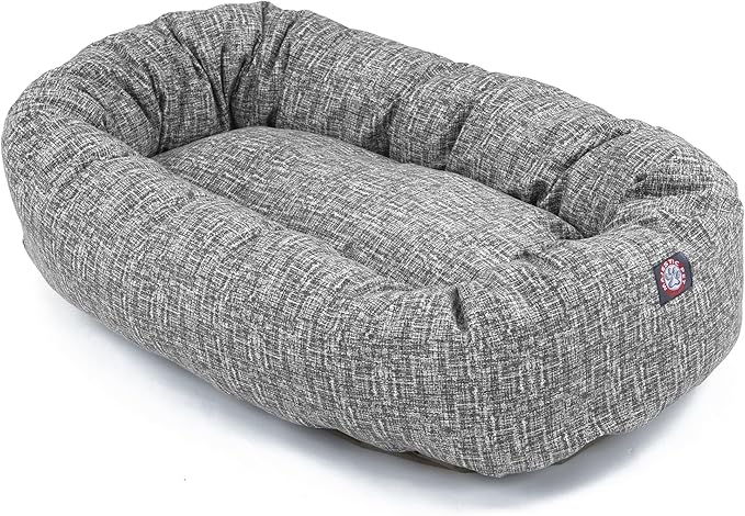 Majestic Pet 32 Inch Bagel Calming Dog Bed - Washable Round Dog Bed with Spine Support - 32x23x7 (Inch) - Lt. Black