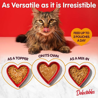 Delectables Lickable Treat Bisque Senior 10+ Wet Cat Treat Variety Pack, Food Topper, Hydrating, Grain-Free, No Fillers, No by-Products, No Added Preservatives, 1.4oz Pouch, 12ct