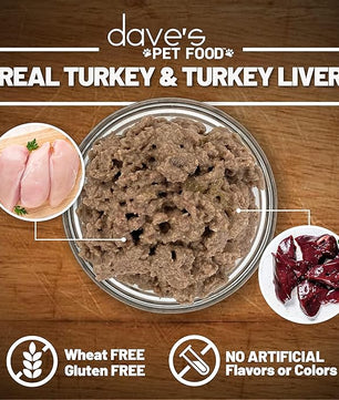 Dave's Pet Food Grain Free Wet Dog Food (95% Turkey & Turkey Liver), Made in USA Single-Source Protein, Limited Ingredients, 12.5 oz Cans (12 Pack)