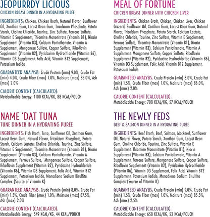 Weruva Slide N' Serve Paté Wet Cat Food, The Showcase Chowdown Variety Pack, 2.8oz Pouch, Pack of 16