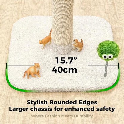 TINYBEAST 34" Tall Cat Scratching Post, Cat Scratcher Featuring Natural Sisal Rope, Cat Tree with Interactive Plush Toy Ball and Stable Base for Indoor Large Adult Cats & Kittens(Beige)