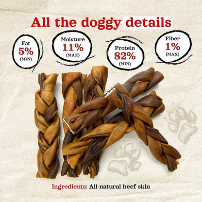 Natural Farm Braided Collagen Chews for Dogs (12 Inch, 6 Pack), Collagen Sticks, Natural Dog Chews, Long Lasting, for Small, Medium and Large Dogs, Odor-Free, Rawhide Alternative