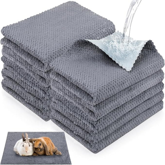 10 Pcs Guinea Pig Cage Liners Washable Rat Bedding for Guinea Pigs Controlling Absorbent Waterproof Pee Pads Blanket for Rabbits Hamster Small Animals Chinchilla(18 x 24 Inch,Gray)