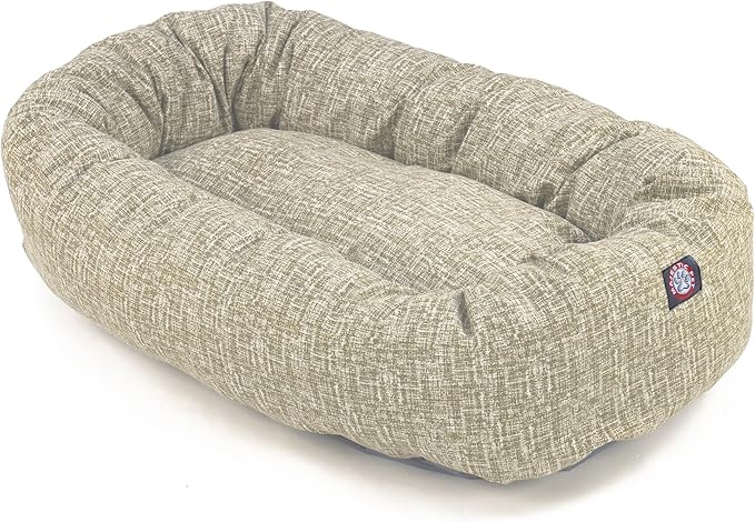 Majestic Pet 24 Inch Bagel Calming Dog Bed Washable – Cozy Soft Round Dog Bed with Spine Support for Dogs to Rest Their Head - Fluffy Donut Dog Bed 24x19x7 (Inch) - Round Pet Bed Small – Tan